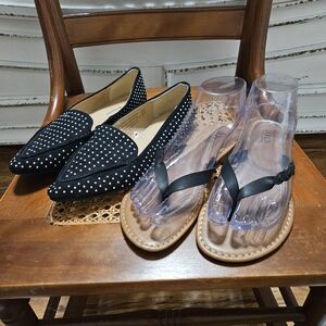 Studded Black Pointed Flats New Ana Black Braided Flip Flops Size 6 Comfort Chic